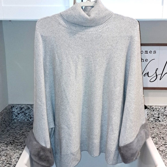 Lafayette 148 NWTs Genuine Mink Fur Cuff Cashmere Blend Sweater - Picture 3 of 12